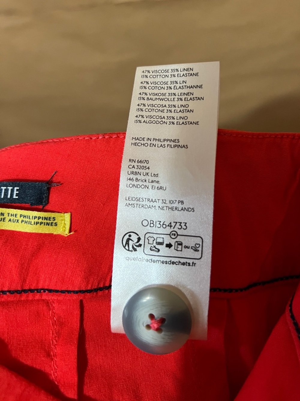 Anthropologie | Maeve The Colette Pants Linen Blend Wide Leg Red Size 26 - Picture 11 of 11